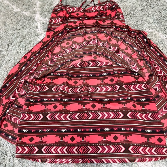 VOLCOM ❤️🤎🖤pleated skater dress tribal <<arrow pattern>> FALL COLOR palette🍁 - Picture 8 of 14